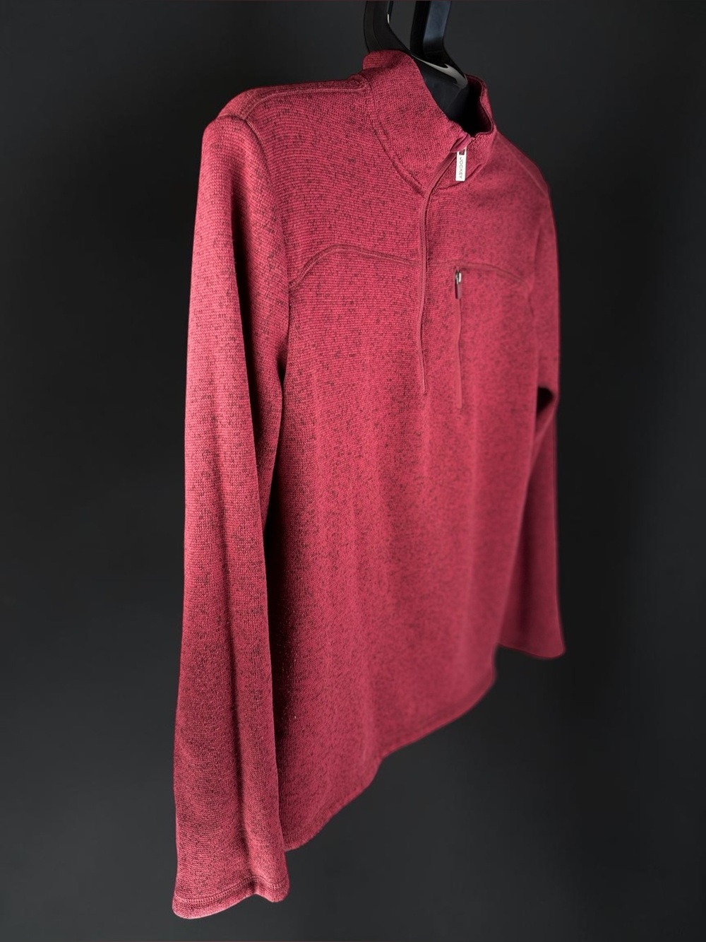 Jockey Mens Medium Red Quarter-Zip Pullover Fleece Sweater Casual Outdoor - Picture 5 of 16